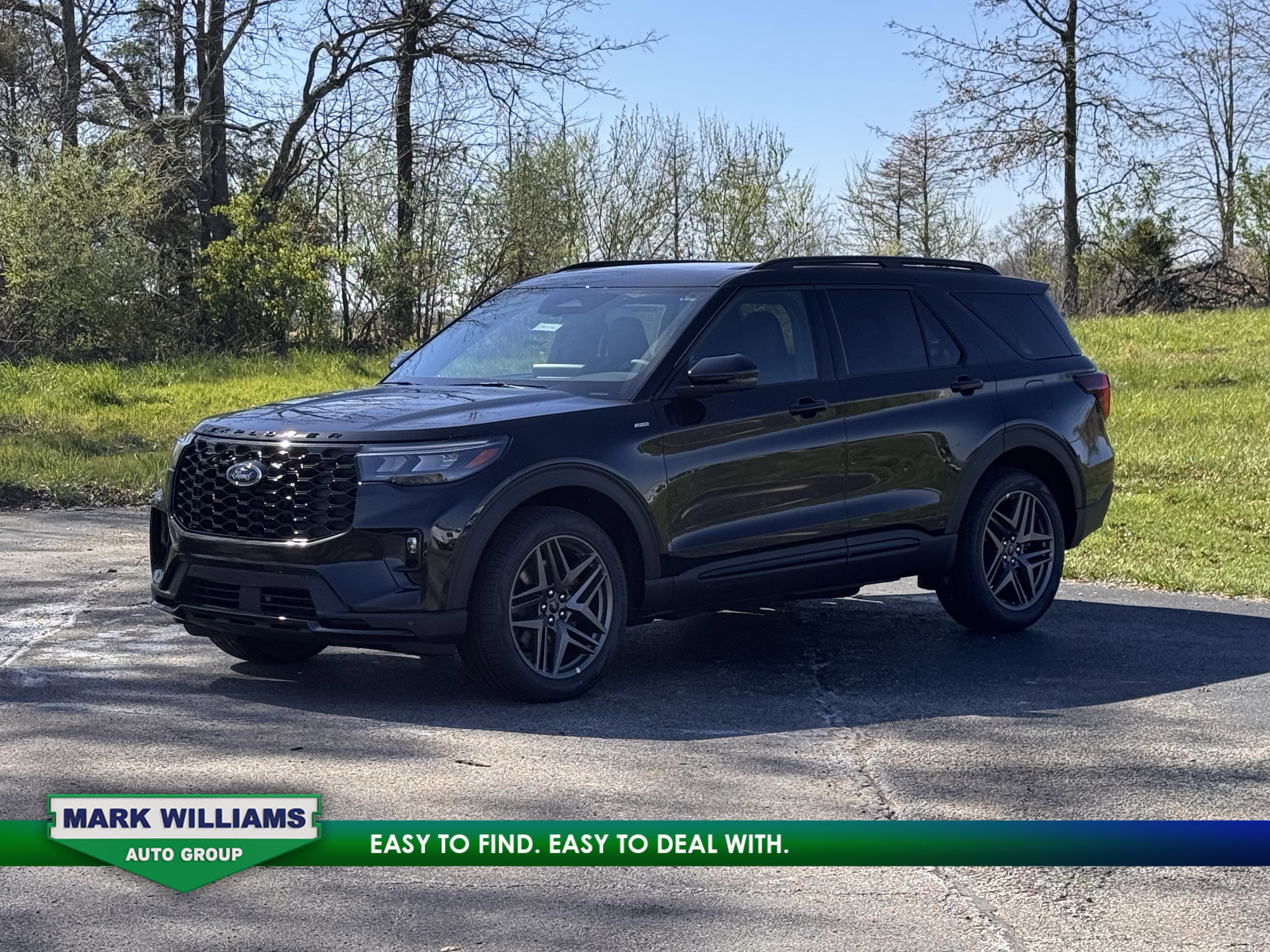 2026 Ford Explorer ST-Line in Agate Black Metallic — front three-quarter view