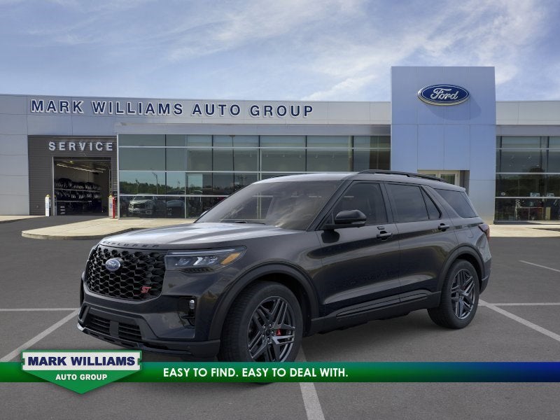 2026 Ford Explorer ST in Agate Black Metallic — front three-quarter view