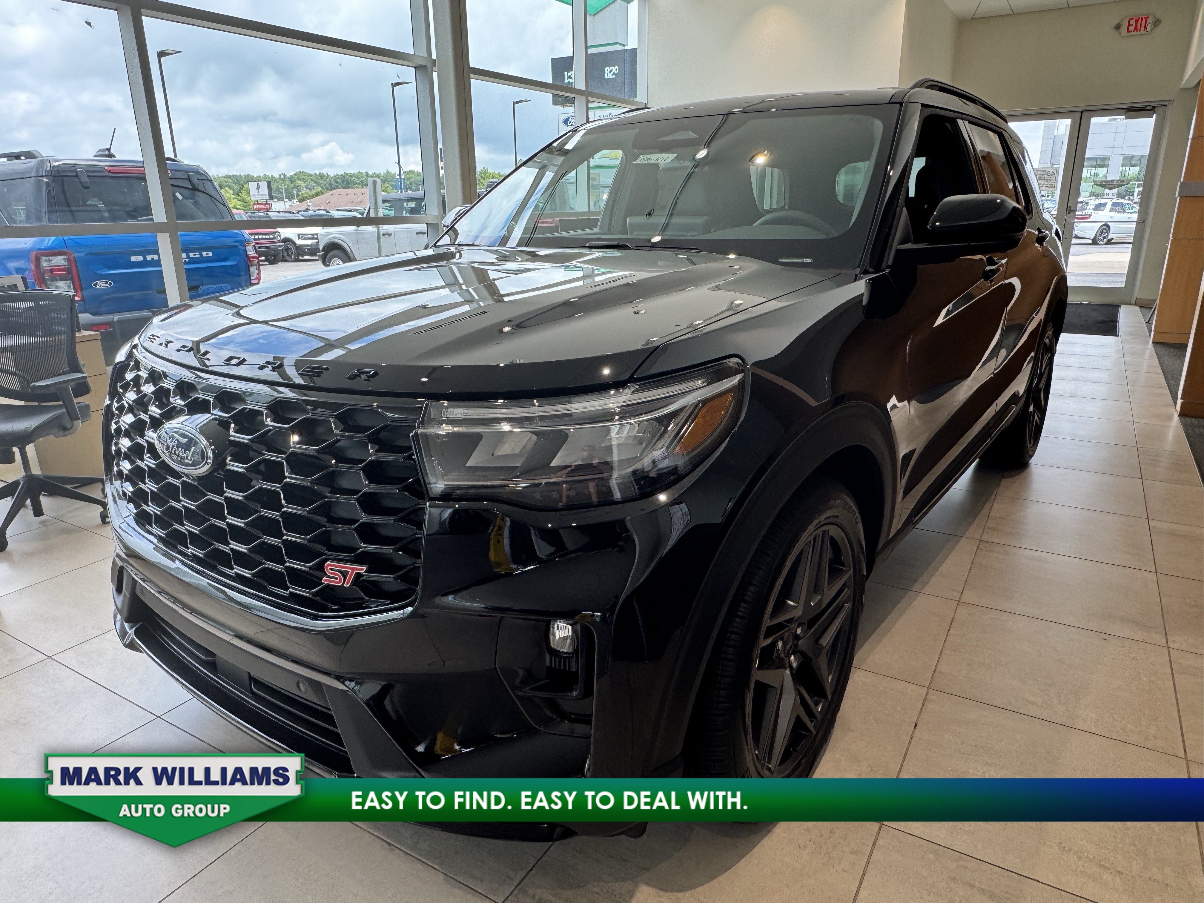 2026 Ford Explorer ST in Agate Black Metallic — front three-quarter view