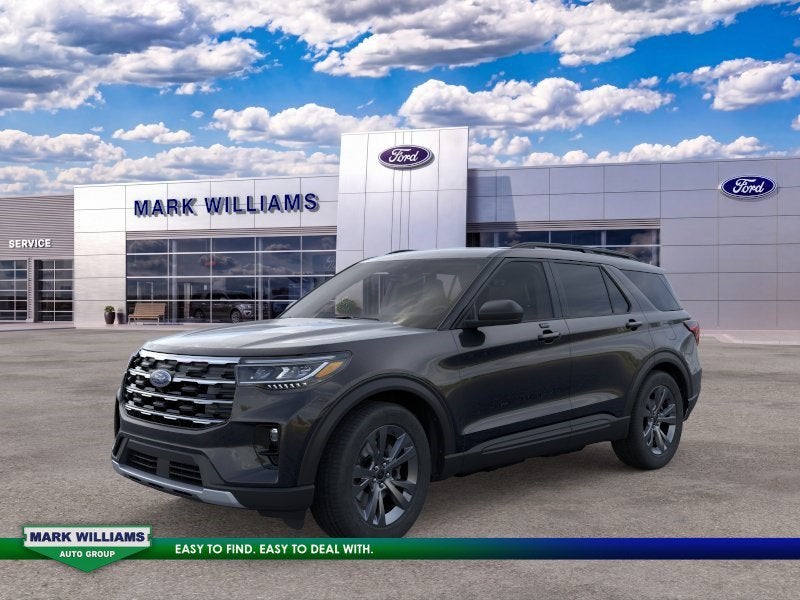 2026 Ford Explorer Active in Agate Black Metallic — front three-quarter view
