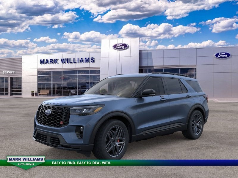 2026 Ford Explorer ST in Vapor Blue Metallic — front three-quarter view