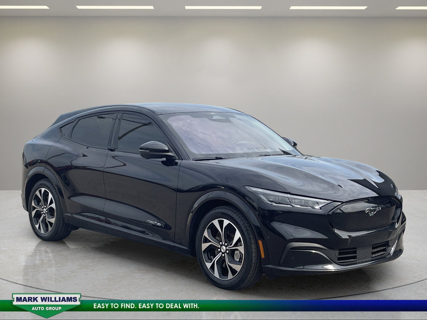2023 Ford Mustang Mach-E Premium in Shadow Black — front three-quarter view